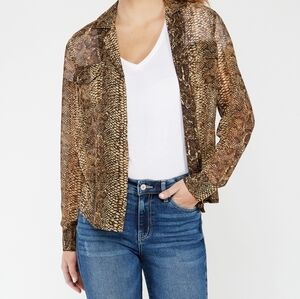 NWT Kismet sheer pocket button snakeskin blouse